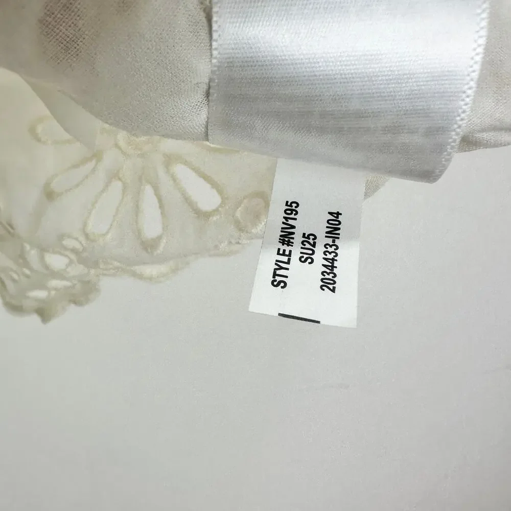 Madewell Embroidered Shirred Puff Sleeve Top Blouse Floral Eyelet Cream XXS NWT